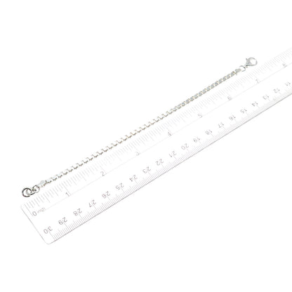 925 Sterling Silver Vintage Italy Box Link Bracelet 7"