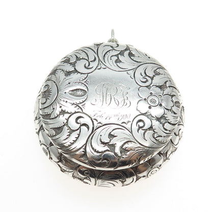 METALLURGIC ART Sterling Silver Antique Art Deco Engraved Floral Jewelry Box #64