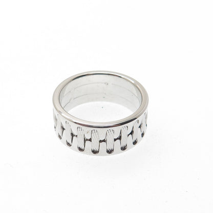 NEOS 925 Sterling Silver Textured Sewing Stitches Band Ring Size 8.75