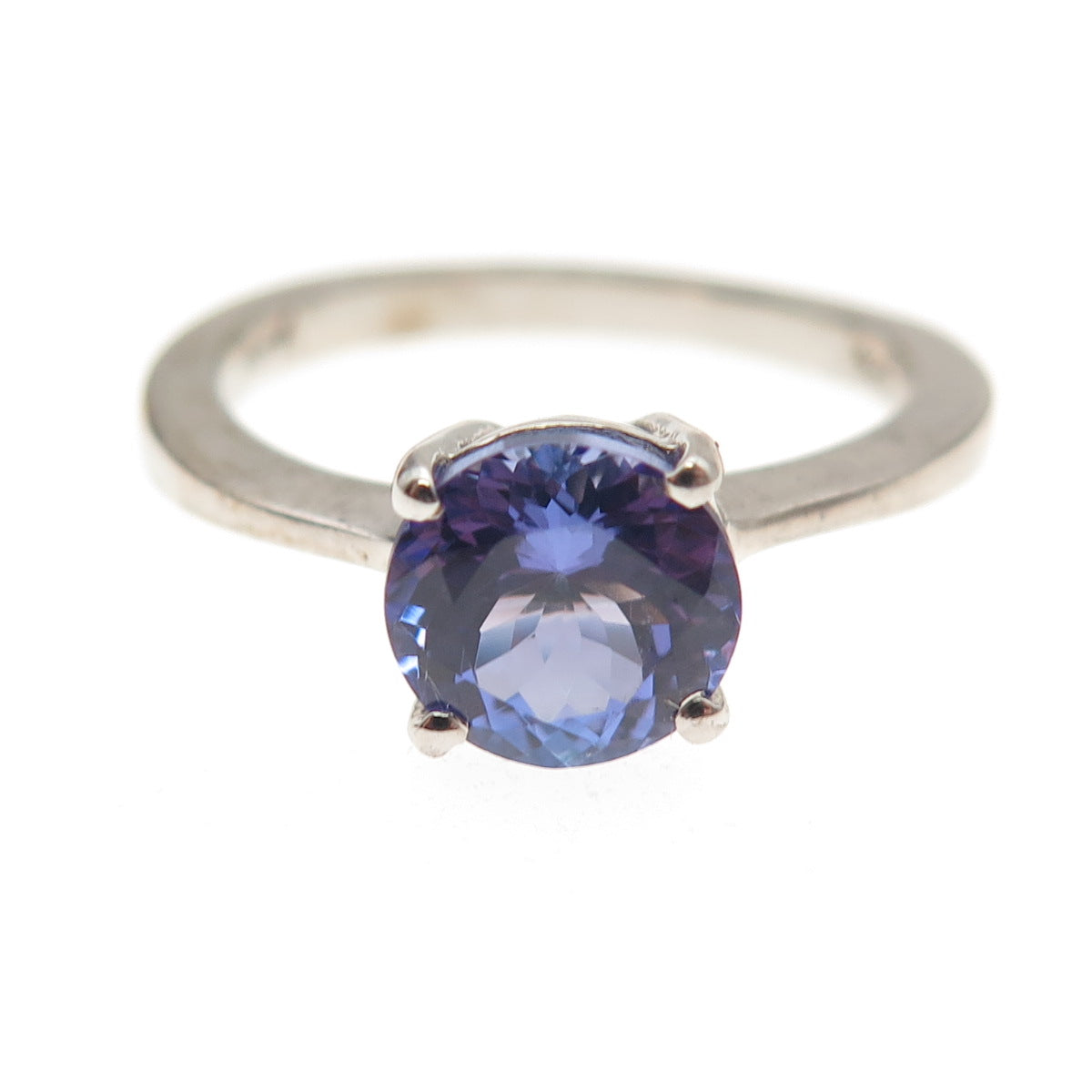 D'Joy 925 Sterling Silver Real Round-Cut Tanzanite Ring Size 8