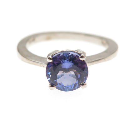 D'Joy 925 Sterling Silver Real Round-Cut Tanzanite Ring Size 8
