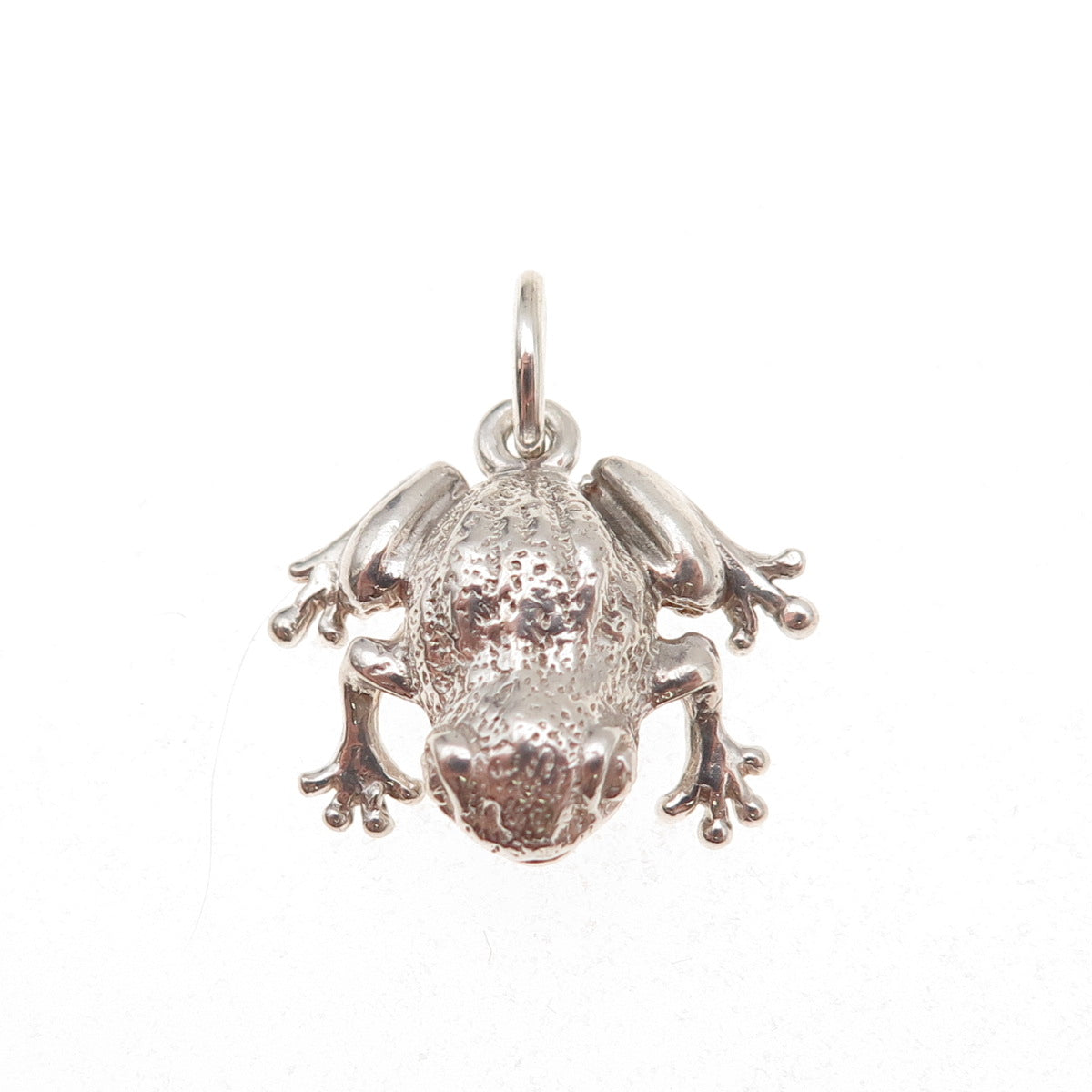 925 Sterling Silver Vintage Frog Good Luck 3D Charm Pendant