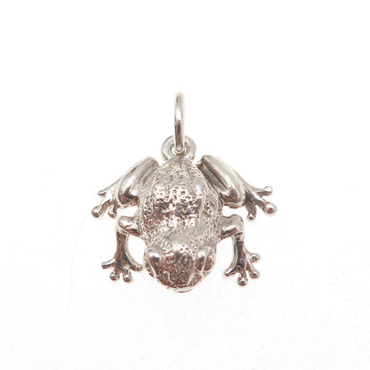 925 Sterling Silver Vintage Frog Good Luck 3D Charm Pendant