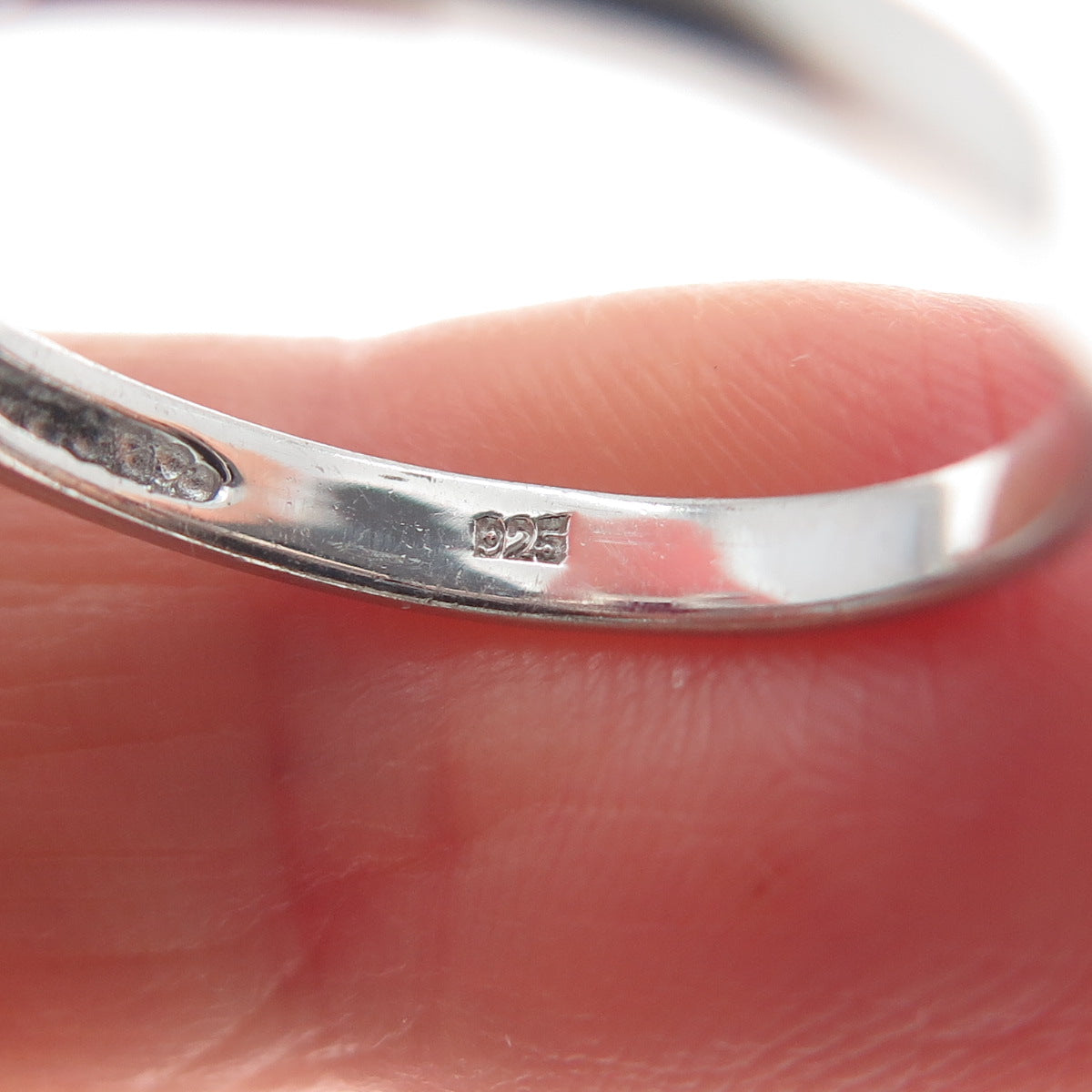 925 Sterling Silver Radiant-Cut Lab-Created Ruby & C Z Ring Size 8.25