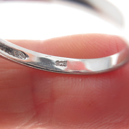 925 Sterling Silver Radiant-Cut Lab-Created Ruby & C Z Ring Size 8.25