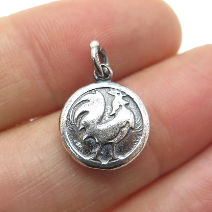 925 Sterling Silver Vintage Pig & Rooster Chinese Zodiac Horoscope Mini Pendant