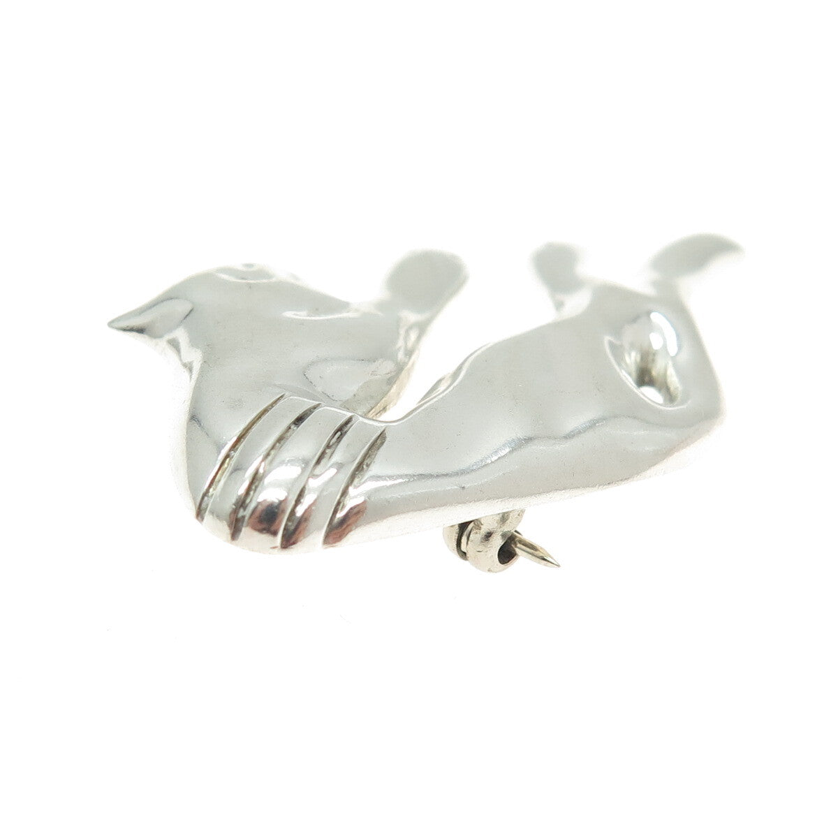 925 Sterling Silver Vintage Mexico Modernist Cat Pin Brooch