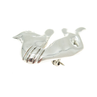 925 Sterling Silver Vintage Mexico Modernist Cat Pin Brooch