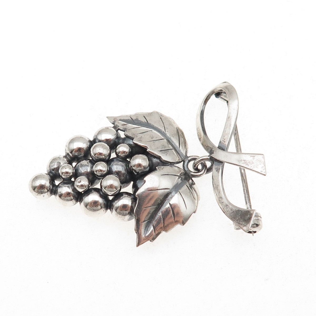 John Lauritzen 925 Sterling Silver Antique Art Deco Denmark Grape Pin Brooch