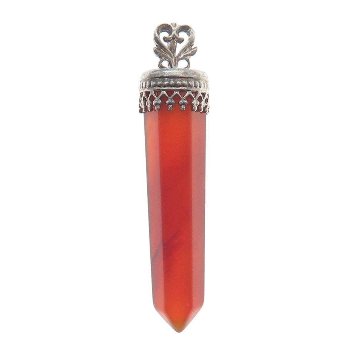 925 Sterling Silver Vintage Real Agate Gemstone Amulet Pendant