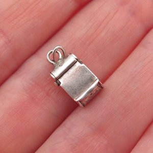 925 Sterling Silver Antique Art Deco Mail Box 3D Mini Open Charm Pendant