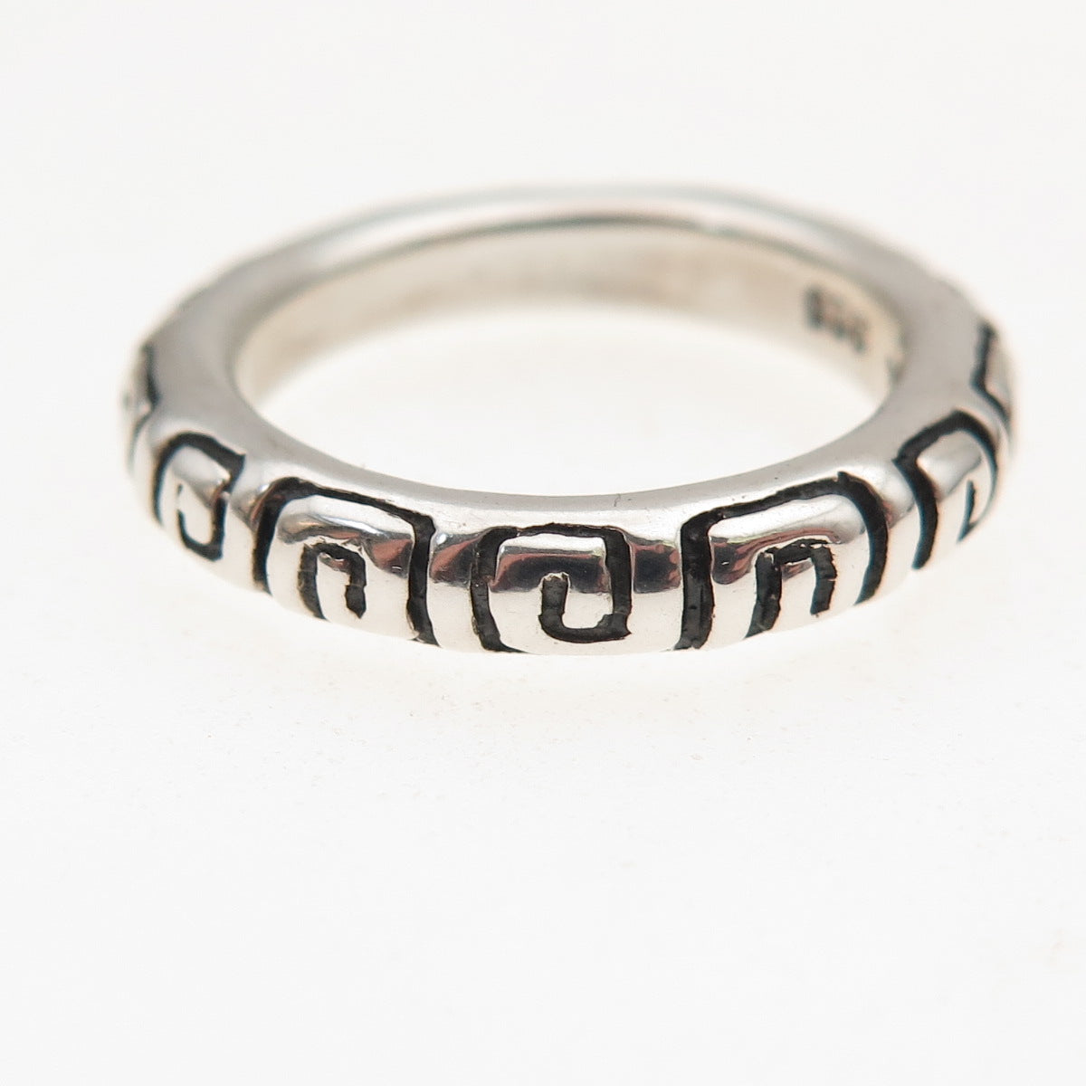 Zina 925 Sterling Silver Vintage Spiral Oxidized Band Ring Size 6.75