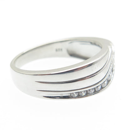 925 Sterling Silver Graduated Round-Cut C Z Wavy Ring Size 10