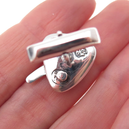 Sigi Pineda 925 Sterling Silver Vintage Mexico Modernist Oxidized Cufflinks #46