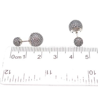 Pandora 925 Sterling Silver Round-Cut C Z Ball Stud Earrings