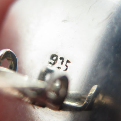 925 Sterling Silver Vintage Real Carnelian Granulated Oxidized Clip On Earrings