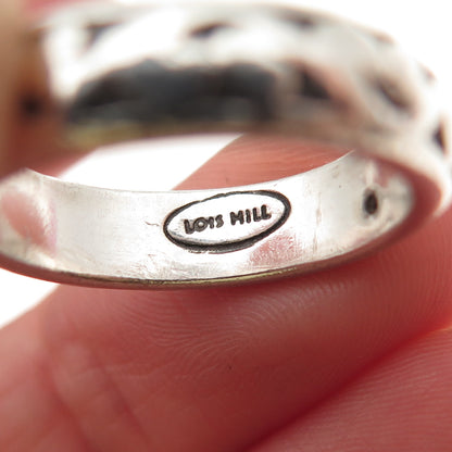 LOIS HILL 925 Sterling Silver Vintage Signature Scroll Band Ring Size 7.5