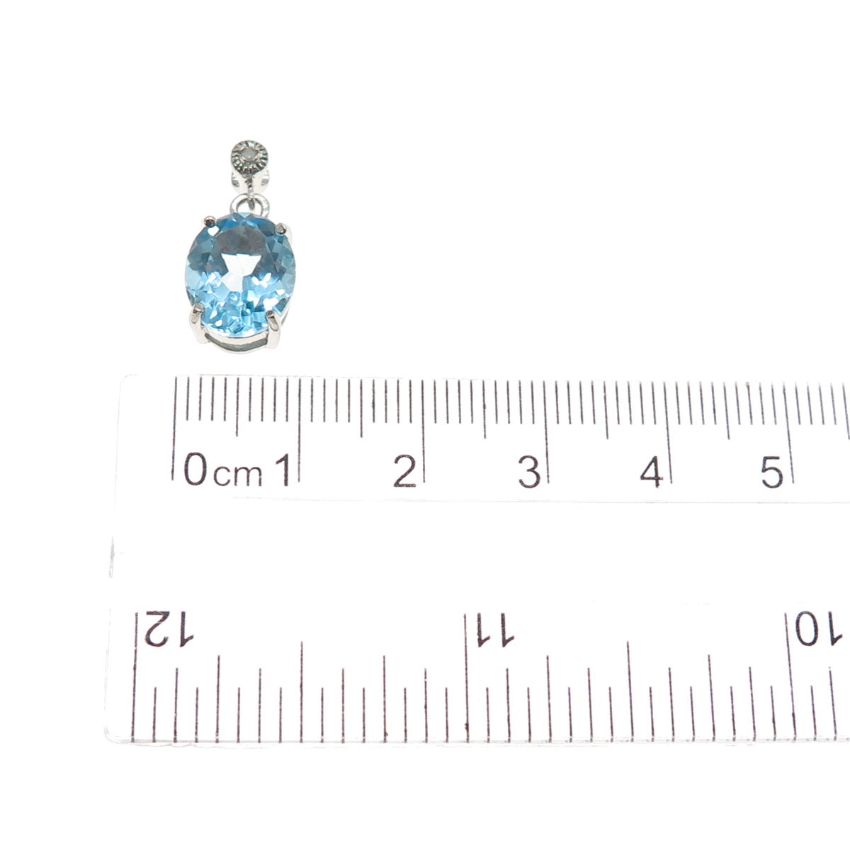 925 Sterling Silver Real Diamond & Blue Topaz Minimalist Charm Pendant