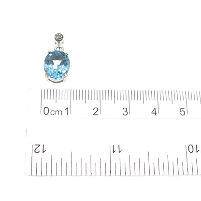 925 Sterling Silver Real Diamond & Blue Topaz Minimalist Charm Pendant