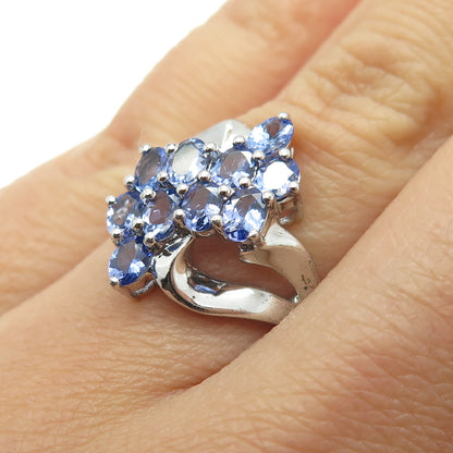 JS Joseph Schmid 925 Sterling Silver Real Oval-Cut Tanzanite Bypass Ring Size 6
