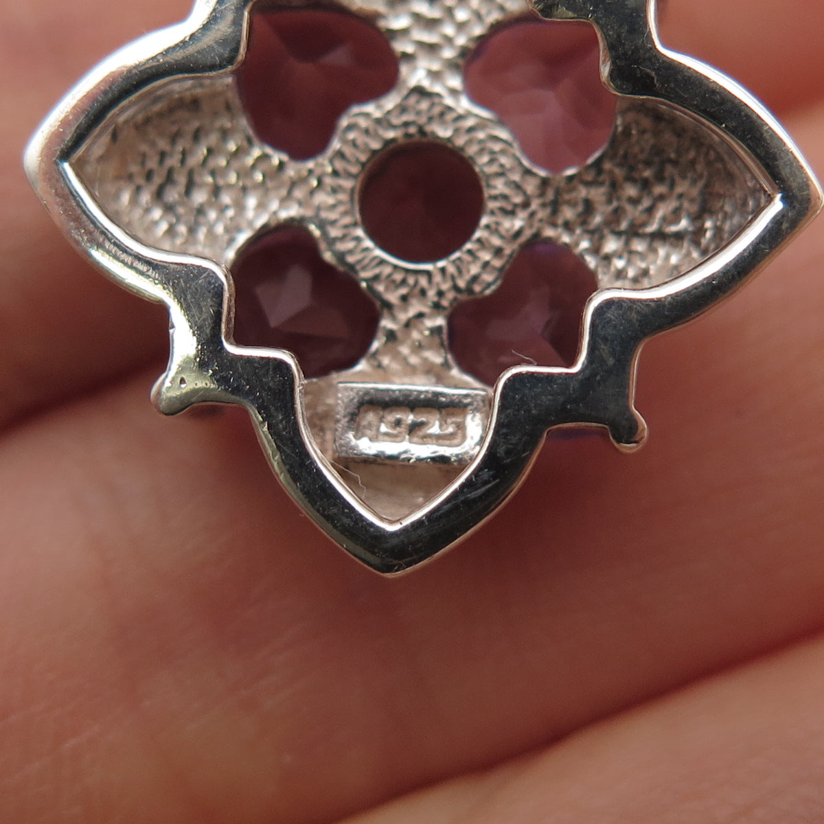 925 Sterling Silver Vintage Real Heart & Round-Cut Amethyst Mini Slide Pendant