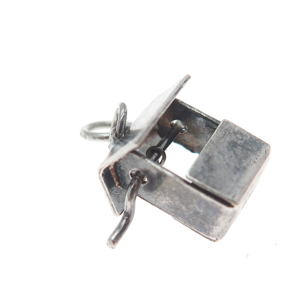925 Sterling Silver Vintage Mexico Water Well Minimalist 3D Charm Pendant