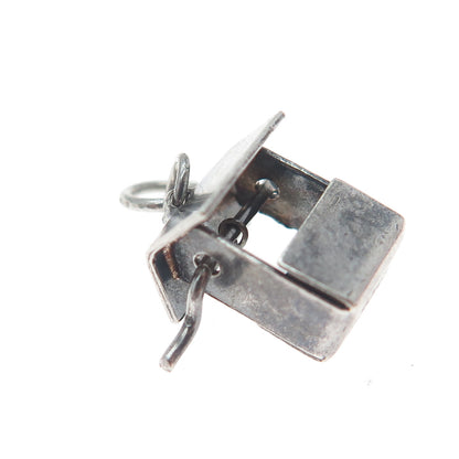 925 Sterling Silver Vintage Mexico Water Well Minimalist 3D Charm Pendant