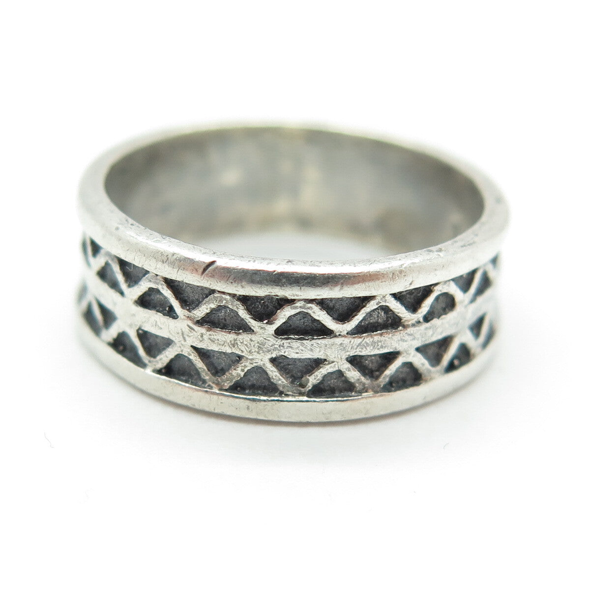SARAH COVENTRY 925 Sterling Silver Vintage Zig Zag Pattern Band Ring Size 6.25