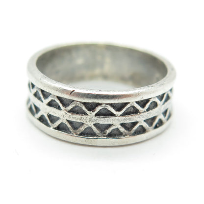 SARAH COVENTRY 925 Sterling Silver Vintage Zig Zag Pattern Band Ring Size 6.25