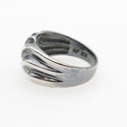 CHAPAL ZENRAY 925 Sterling Silver Vintage Modernist Ribbed Oxidized Ring Size 10