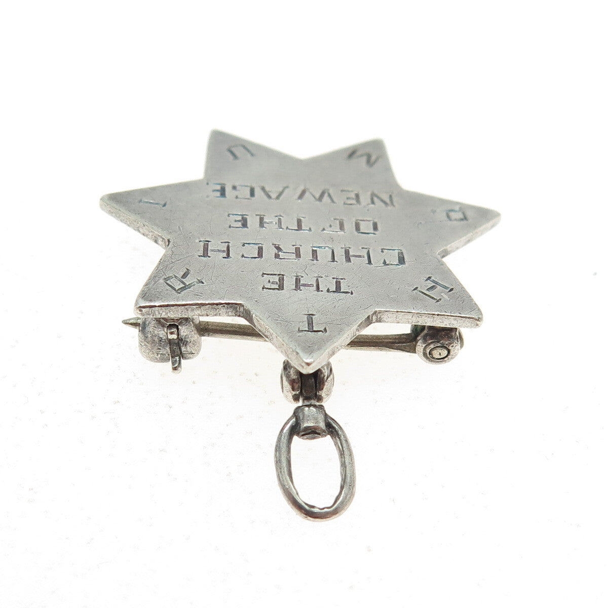 SAMUEL HIZME 925 Sterling Silver Antique 1925 Star of David Pin Pendant