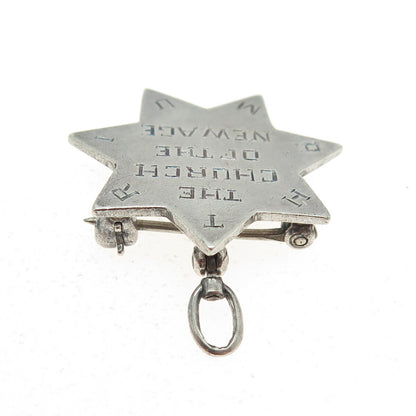 SAMUEL HIZME 925 Sterling Silver Antique 1925 Star of David Pin Pendant