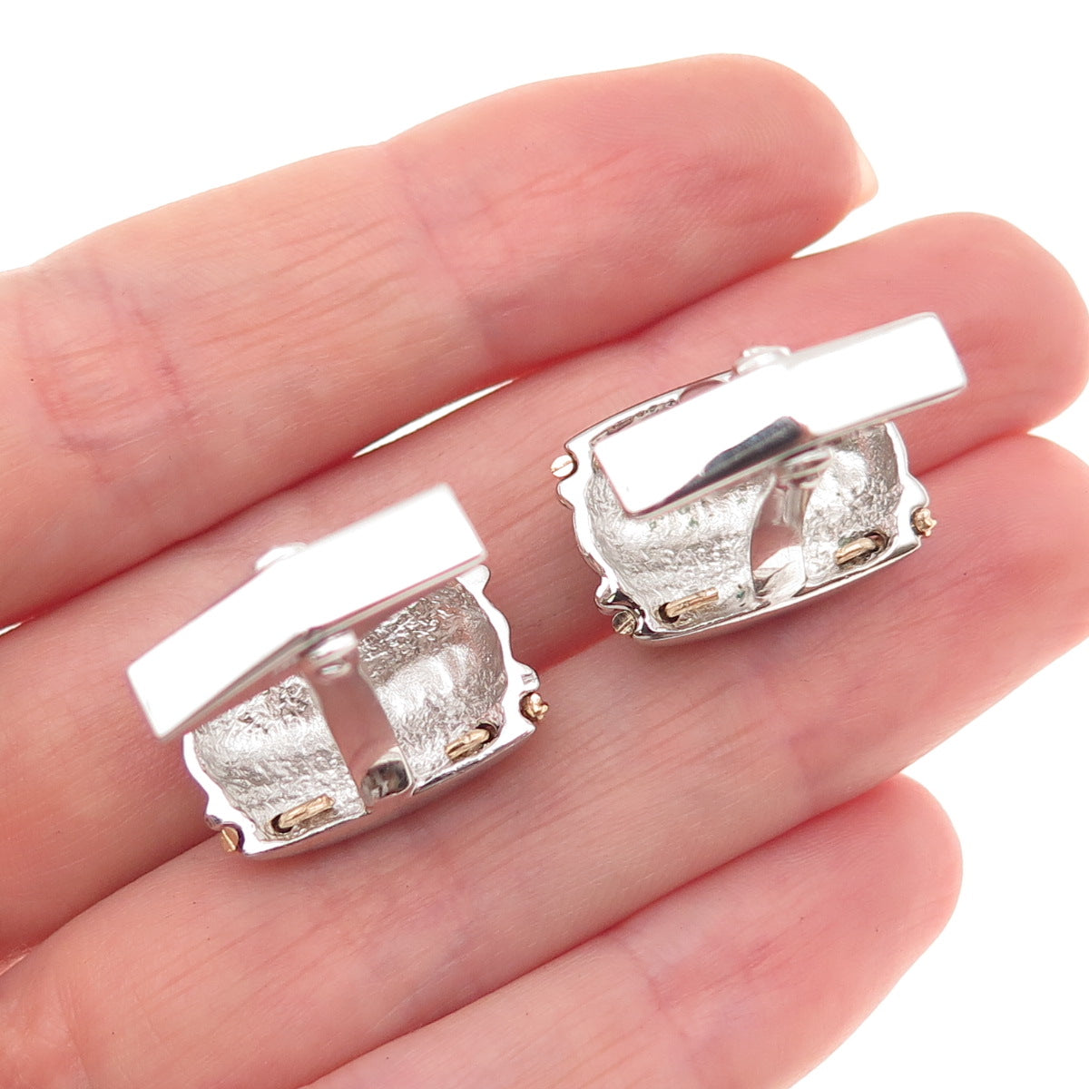 Dolan & Bullock 925 Sterling Silver 14K Gold Vintage Ribbed Cufflinks