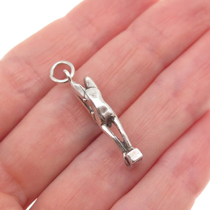 Shube 925 Sterling Silver Vintage Female Gymnast Oxidized 3D Charm Pendant
