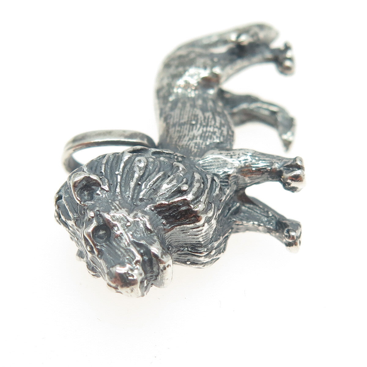 925 Sterling Silver Vintage Lion 3D Pendant