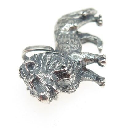 925 Sterling Silver Vintage Lion 3D Pendant