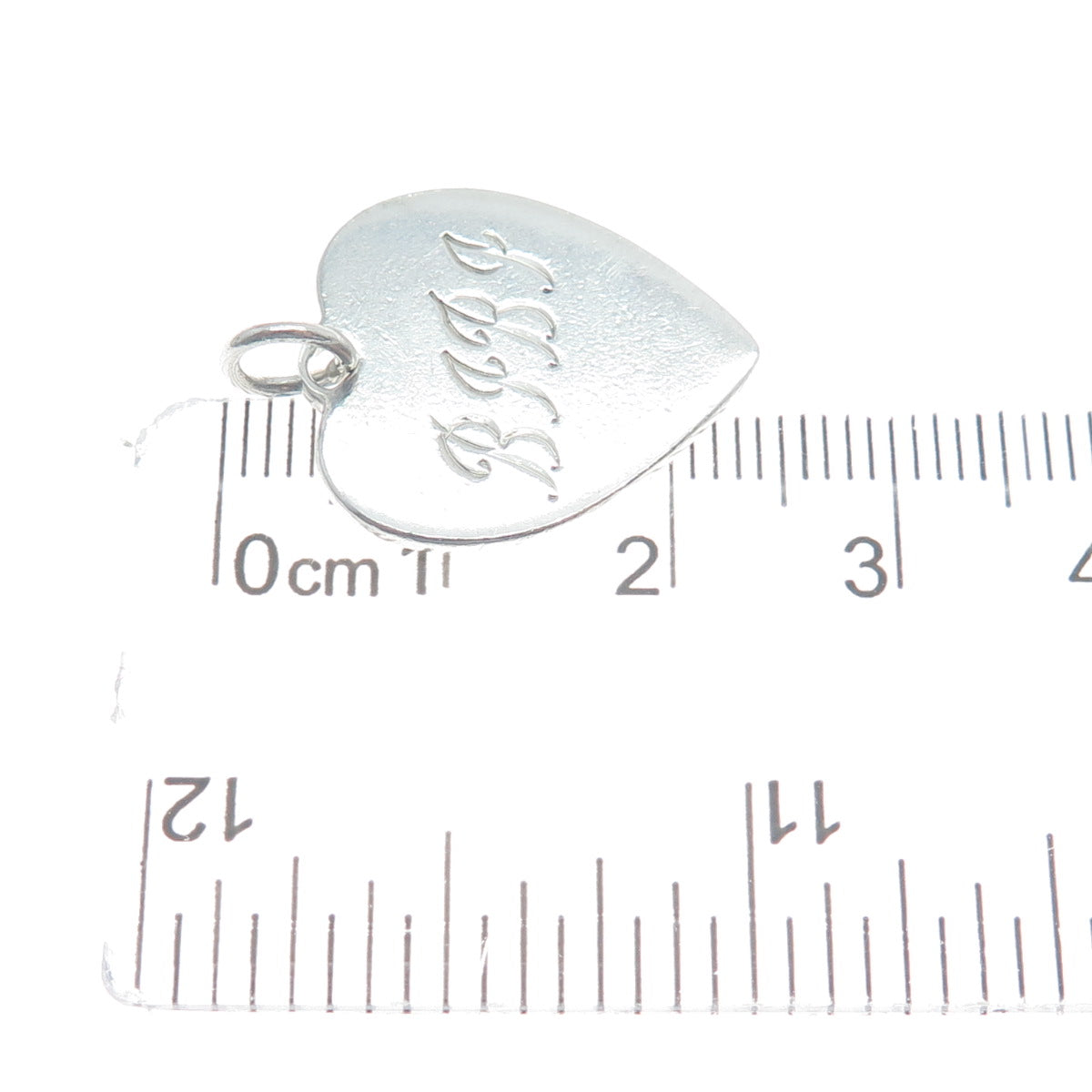 LEONORE DOSKOW 925 Sterling Silver Vintage Engraved Heart Mini Tag Charm Pendant