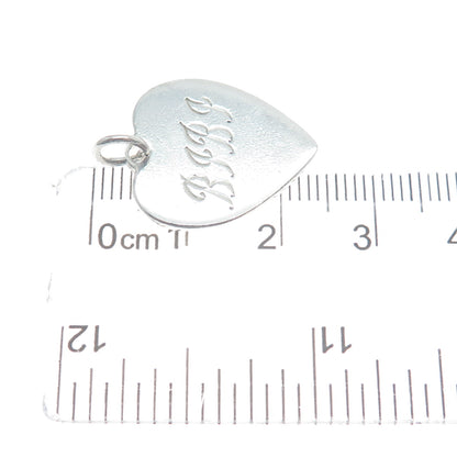 LEONORE DOSKOW 925 Sterling Silver Vintage Engraved Heart Mini Tag Charm Pendant