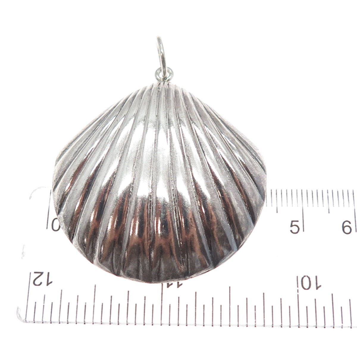 CHAPAL ZENRAY 925 Sterling Silver Vintage Seashell Oxidized Charm Pendant