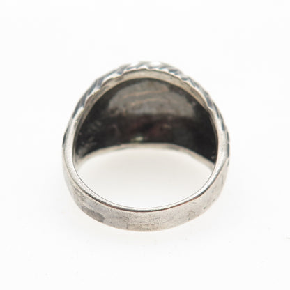 925 Sterling Silver Vintage Modernist Dome Oxidized Ring Size 5.25