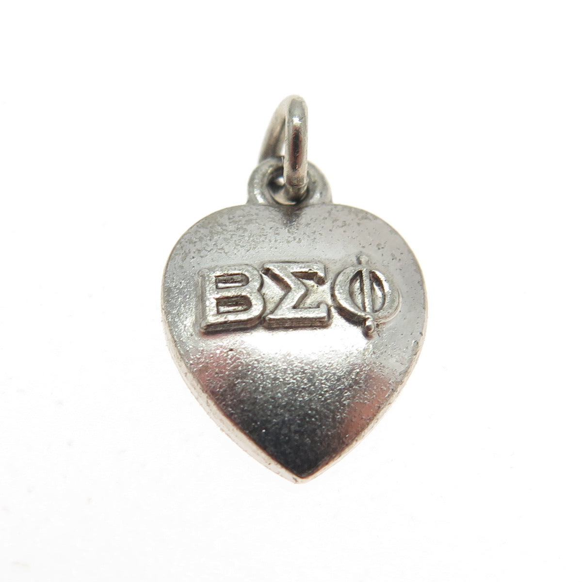 925 Sterling Silver Vintage 1961 Beta Sigma Phi Heart Minimalist Charm Pendant