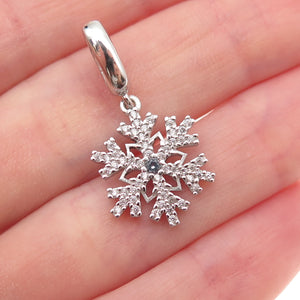 Richline 925 Sterling Silver Blue & White C Z Snowflake Charm Pendant