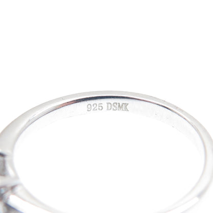 DSMK 925 Sterling Silver Cushion & Round-Cut C Z Engagement Ring Size 6.25