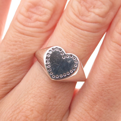 Pandora 925 Sterling Silver Round-Cut C Z Heart Signet Ring Size 7