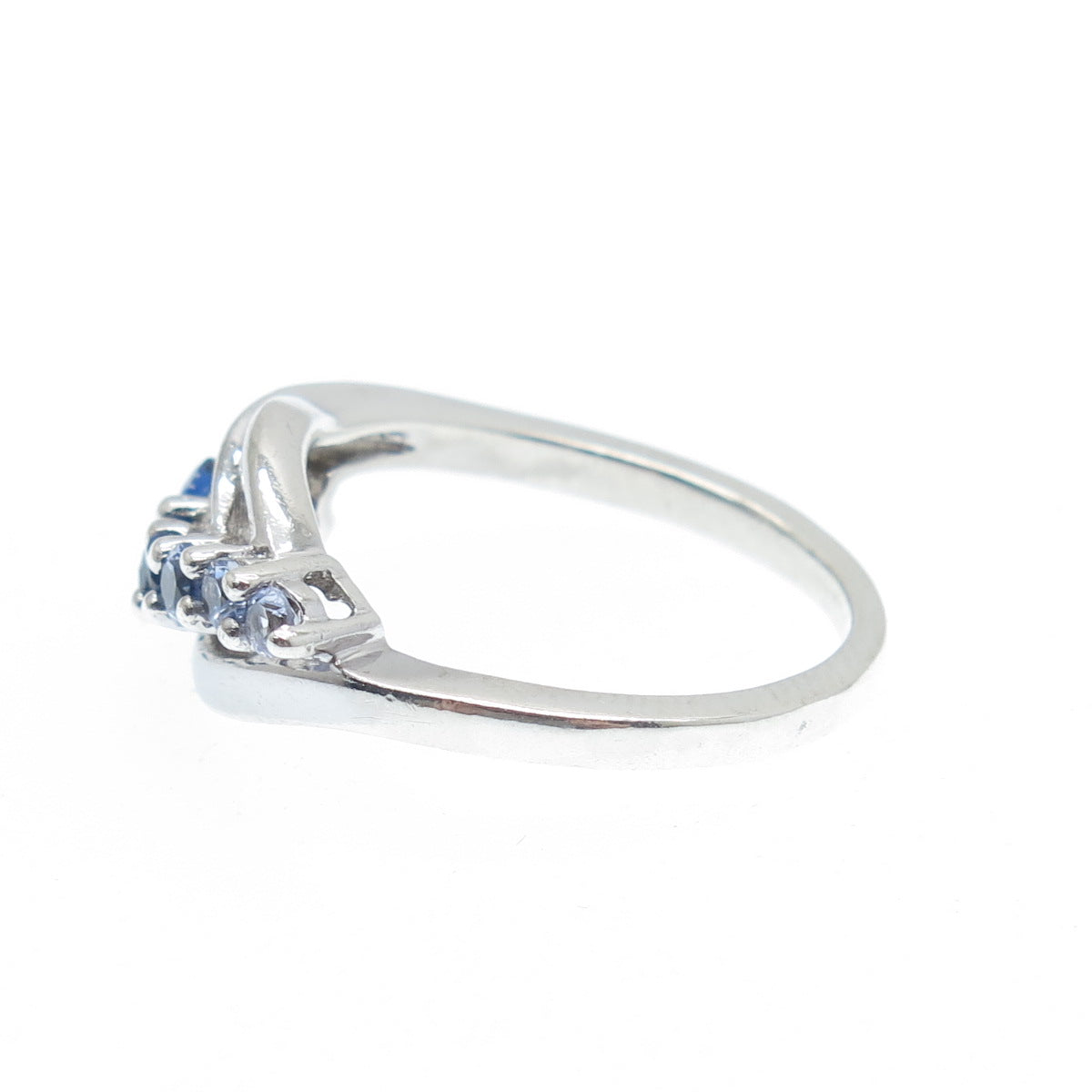 FD Felicia Design 925 Sterling Silver Real Diamond & Sapphire Ring Size 5.75