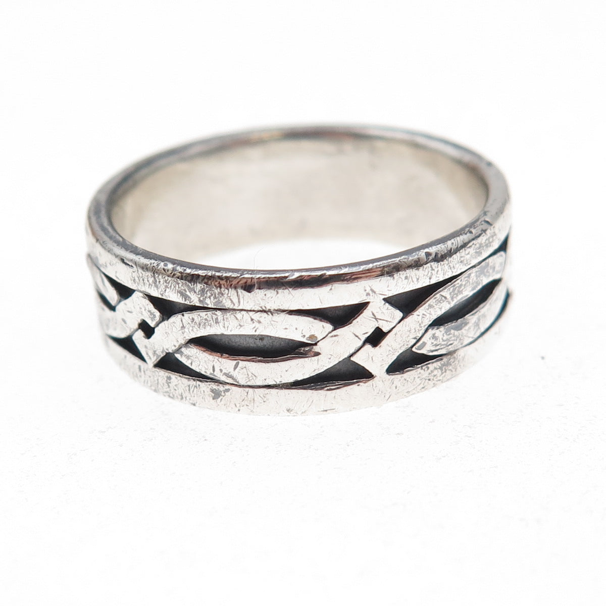 Boma 925 Sterling Silver Vintage Woven Oxidized Band Ring Size 10.25