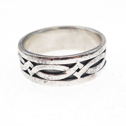 Boma 925 Sterling Silver Vintage Woven Oxidized Band Ring Size 10.25