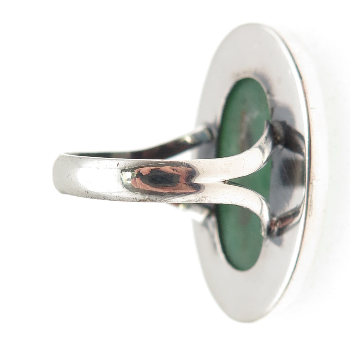 925 Sterling Silver Vintage Real Cabochon Jade Oval Ring Size 9.75