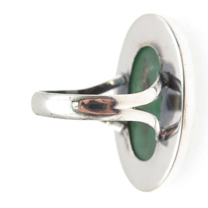 925 Sterling Silver Vintage Real Cabochon Jade Oval Ring Size 9.75