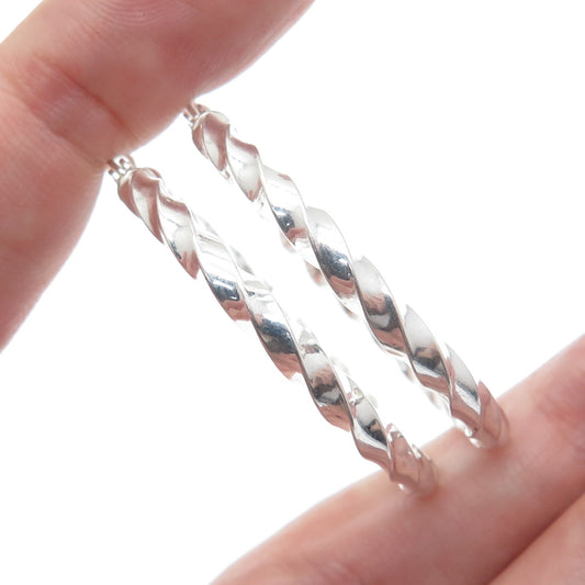 925 Sterling Silver 40mm Twisted Hoop Earrings